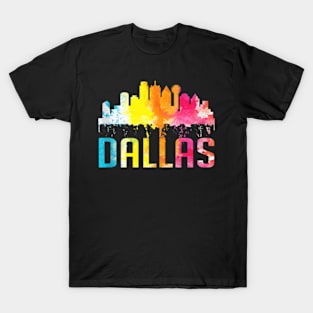 Dallas Texas Retro Watercolor Skyline Art Souvenir Gift Tank Top.png T-Shirt